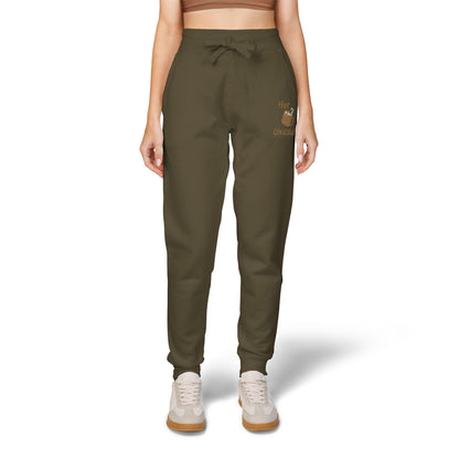 Harvest Haze | Hot Chocolate Gold Embroidered Sweatpants