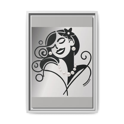 Pearls & Curls4 | Black and White - Framed Matte Canvas Art (black or white frame)