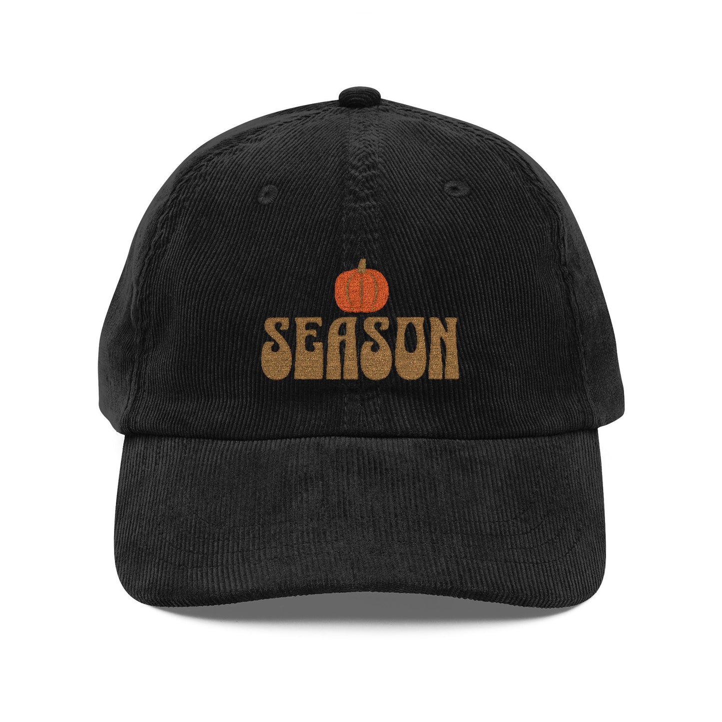 The Cozy Edit3 | Gold Embroidered Pumpkin Season Corduroy Cap