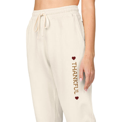 Harvest Haze 8 | 'THANKFUL' Vertical Gold Script Joggers