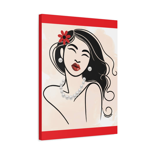 Pearls & Curls3 | Scarlet Kiss Matte Canvas Print