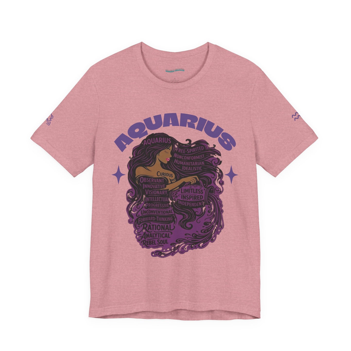 Aquarius | Word Art Graphic Tee (amethyst)-"Aquarius" Definition on Back
