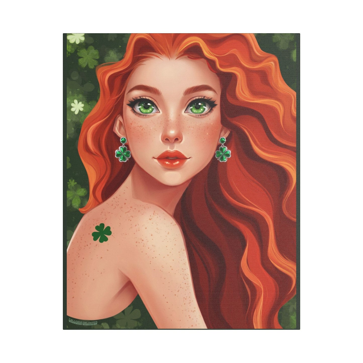 Clovers 1 | Emerald Whisper in Green, Stretched Satin Canvas Print