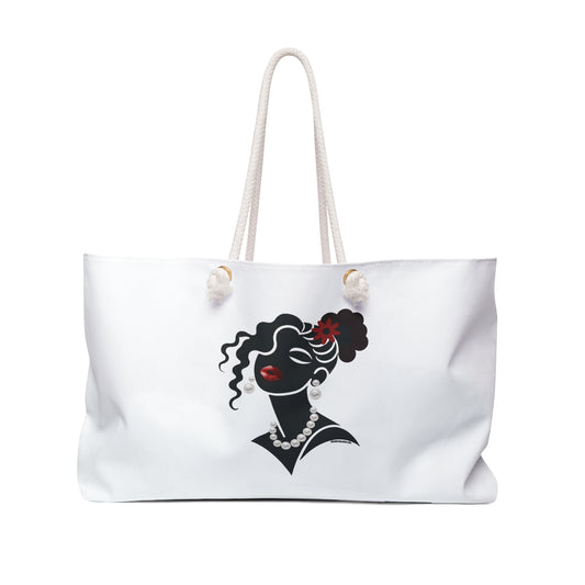 Pearls & Curls5 | White - Two-Sided Weekender Bag