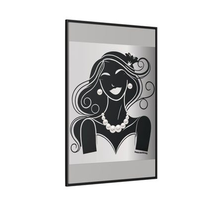 Pearls & Curls1 | Black and White - Framed Matte Canvas Art (black or white frame)
