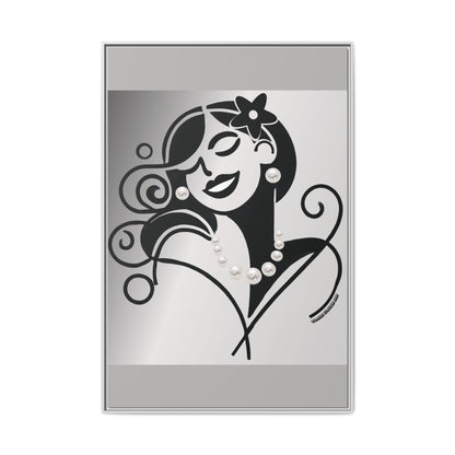Pearls & Curls4 | Black and White - Framed Matte Canvas Art (black or white frame)