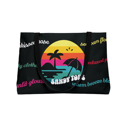 Sandy Toes | Licorice Two-Sided Sunset Palm Weekender Tote Bag