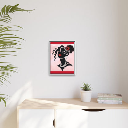 Pearls & Curls 5 | Crimson Kiss Framed Matte Canvas Wall Art (black or white frame)