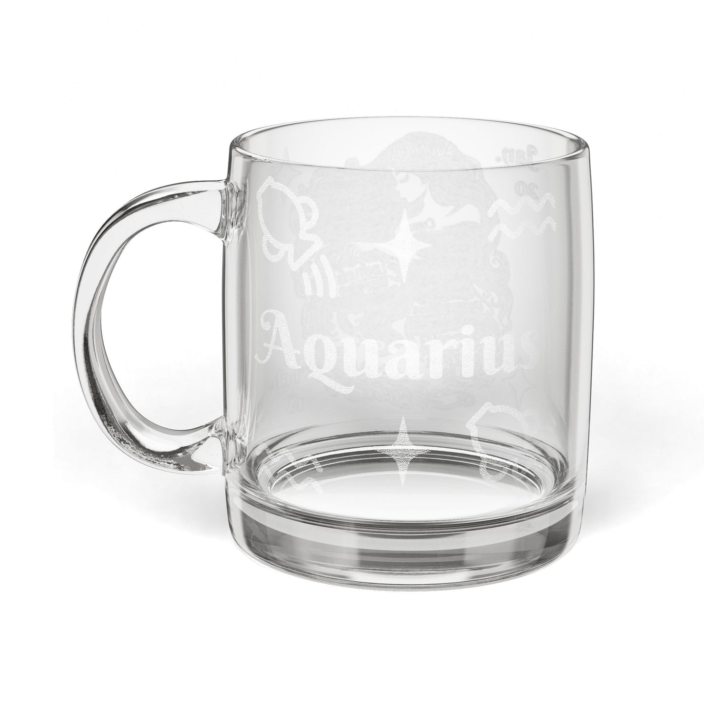 Aquarius | Engraved Glass Coffee Mug, 12.25 oz