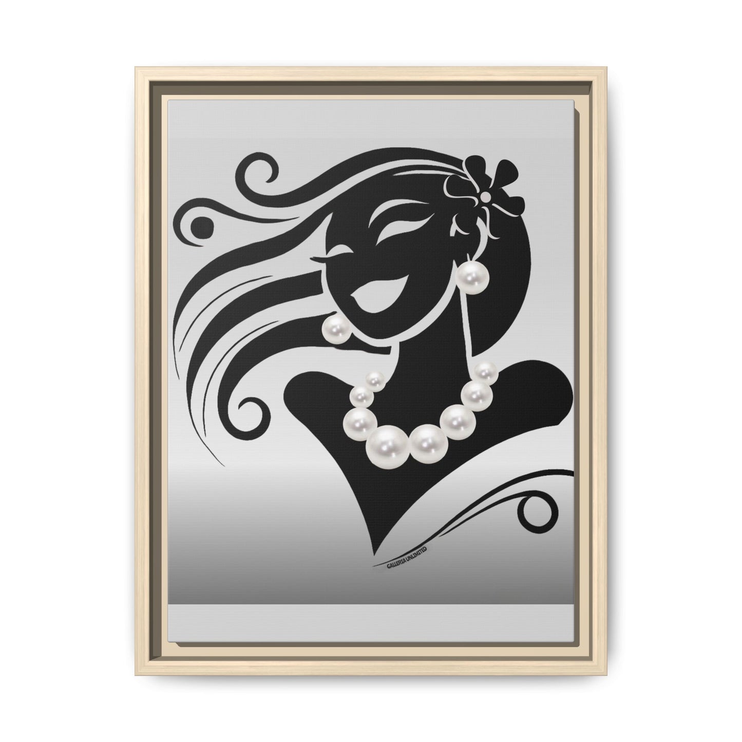 Pearls & Curls 6 | Black and White Framed Matte Canvas Wall Art (black or white frame)