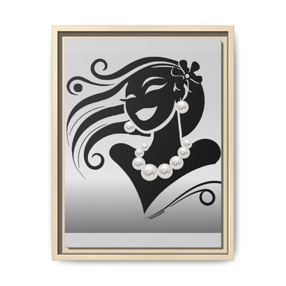 Pearls & Curls 6 | Black and White Framed Matte Canvas Wall Art (black or white frame)