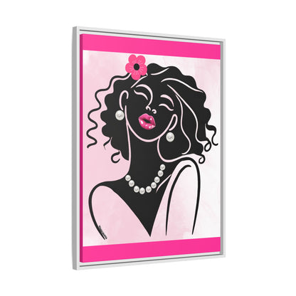 Pearls & Curls 2 | Pink Kiss Framed Matte Canvas Wall Art (black or white frame)