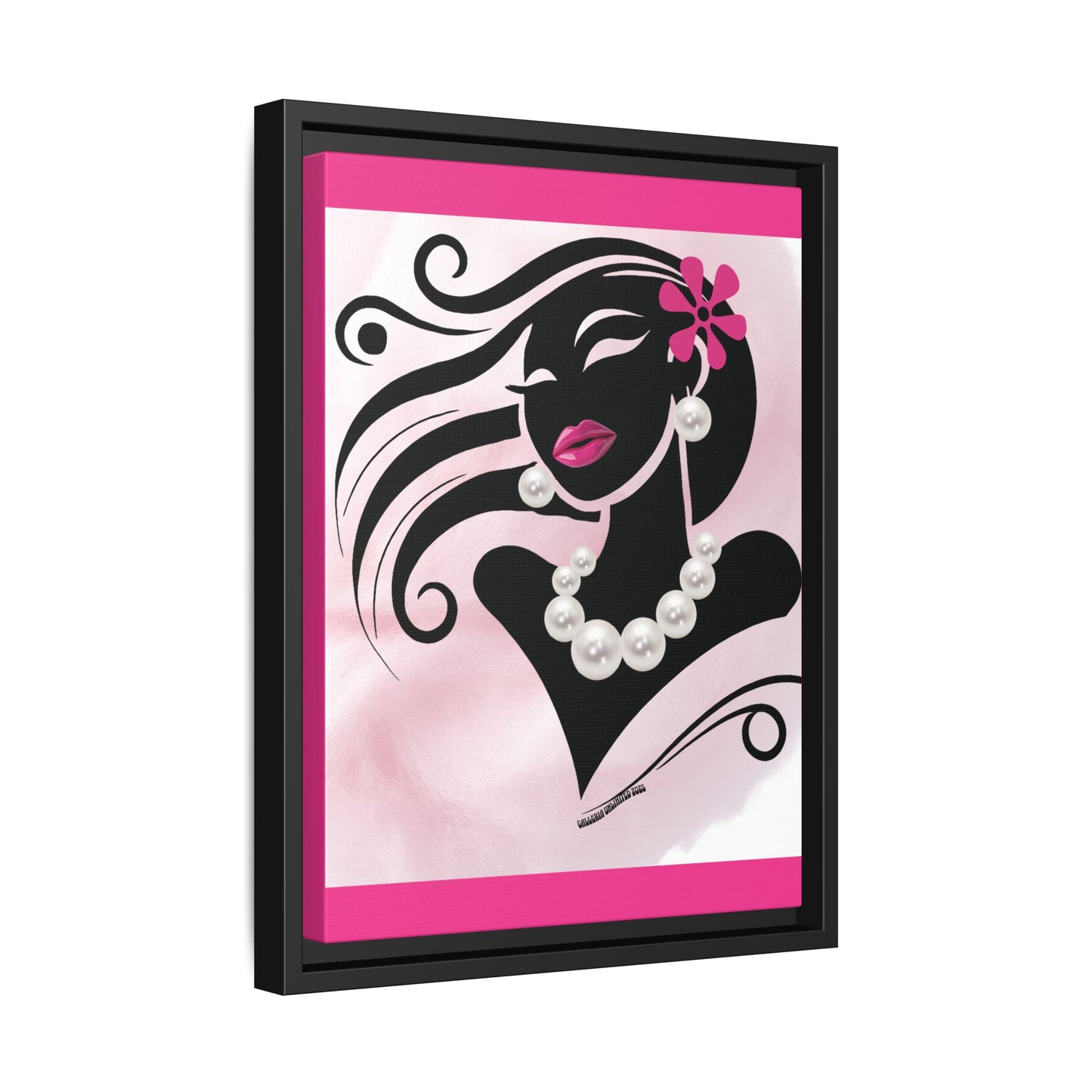 Pearls & Curls6 | Pink Pout - Framed Matte Canvas Art