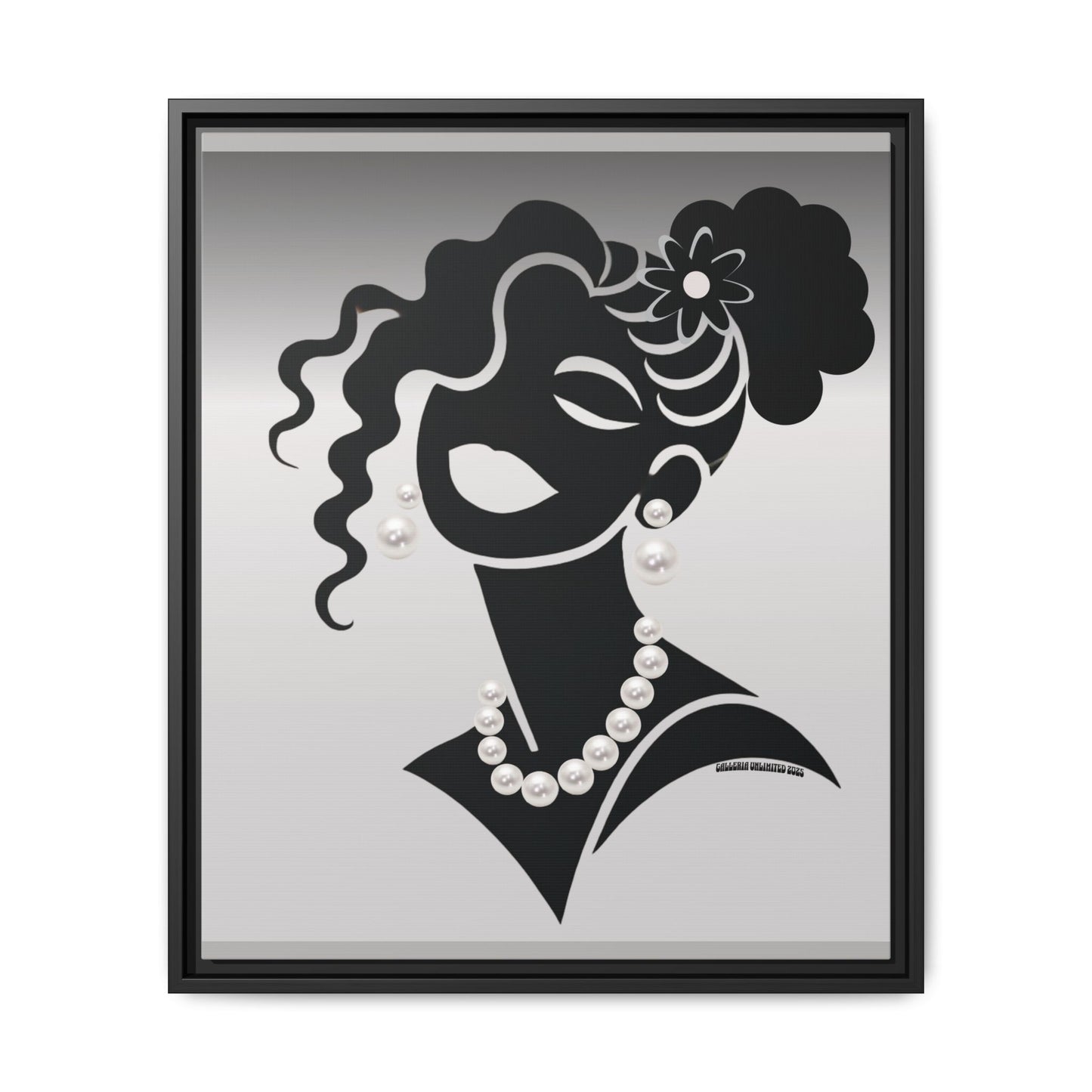 Pearls & Curls5 | Black and White - Framed Matte Canvas Art (black or white frame)