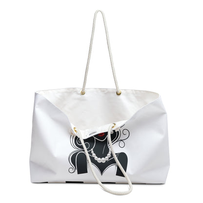 Pearls & Curls 1 | White Double-Sided Weekender Bag