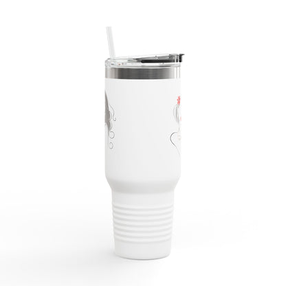 Pearls & Curls3 | Ruby Kiss - Insulated Travel Mug, 40oz (black, white, or red)