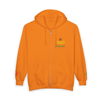 Harvest Haze | 'Cozy Season' Embroidered Zip Hoodie (multiple colors)