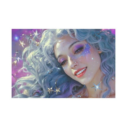 Winter Fantasy 6 | Celestial Maiden Starlight Satin Stretched Canvas Print