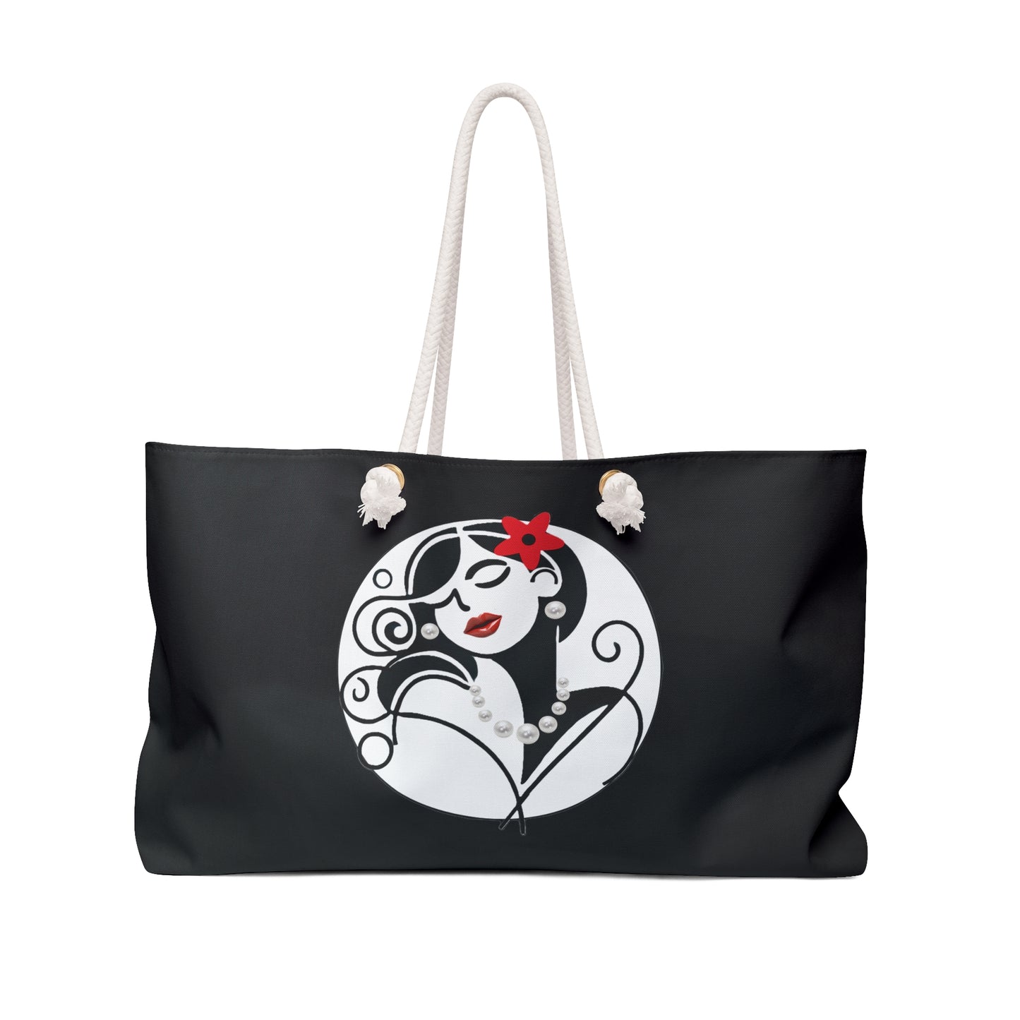 Pearls & Curls 4 | Black Double-Sided Weekender Bag