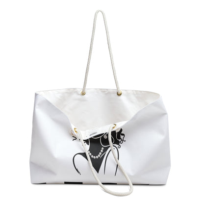 Pearls & Curls2 | White - Two-Sided Weekender Bag