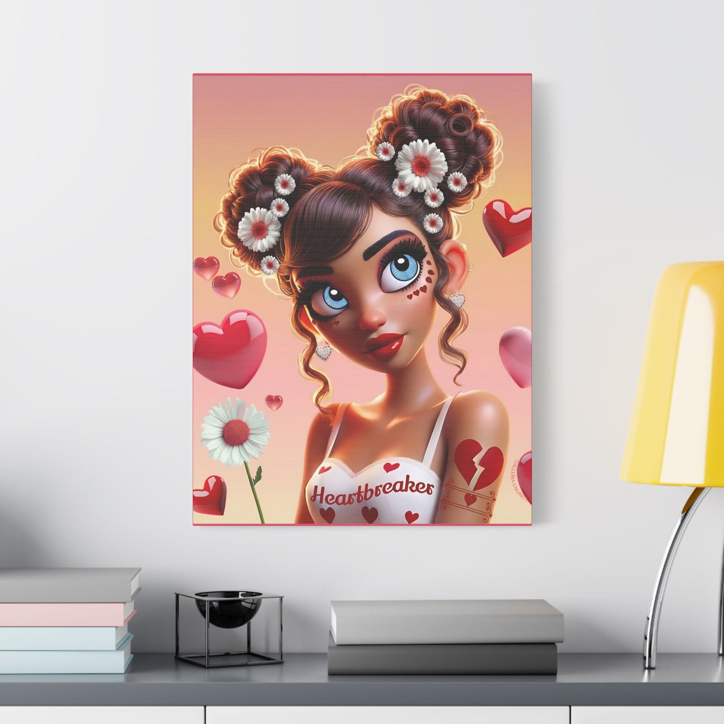Heartbreaker 1 l Raspberry Satin Stretched Canvas Print