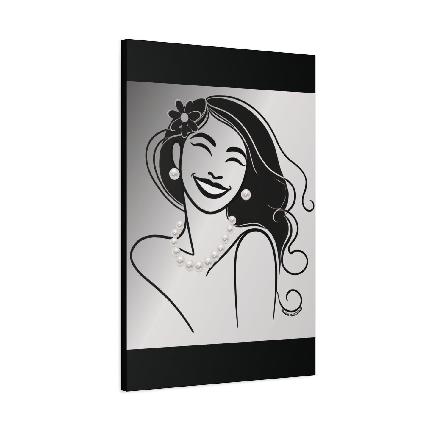 Pearls & Curls3 | Black and White Matte Canvas Print