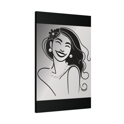 Pearls & Curls3 | Black and White Matte Canvas Print