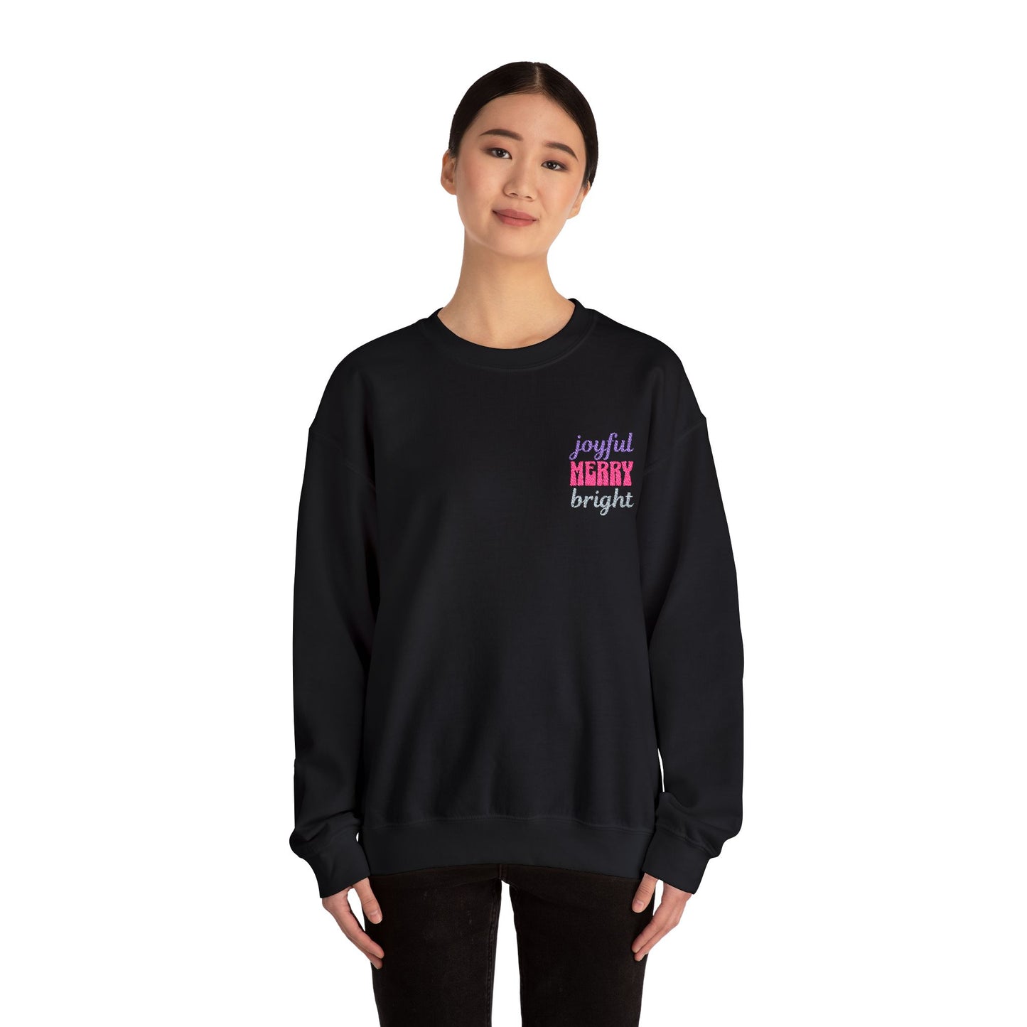 The Joyful Edit2 | Merry & Bright Embroidered Sweatshirt, PINK Palette (multiple colors)