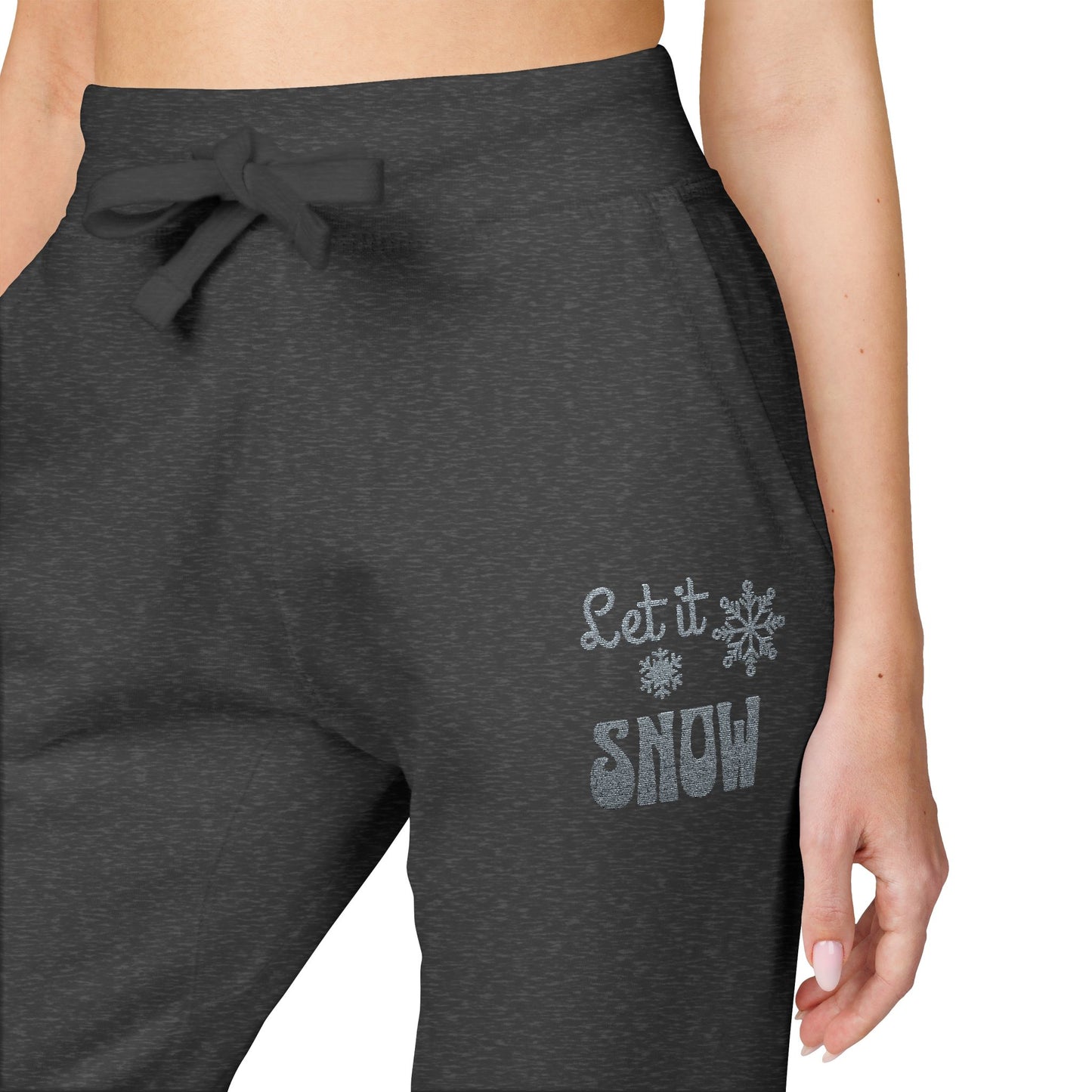The Cozy Edit2 | Embroidered "Let It Snow" Fleece Lounge Joggers (multiple colors)