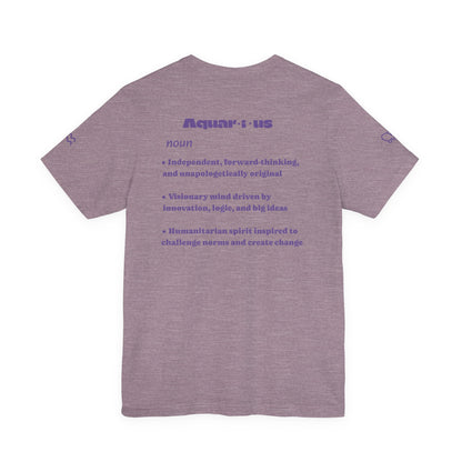 Aquarius | Word Art Graphic Tee2 (amethyst)-"Aquarius" Definition on Back