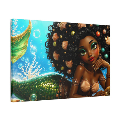 Sirens of the Gilded Sea | Blue Lagoon, Satin Stretched Canvas