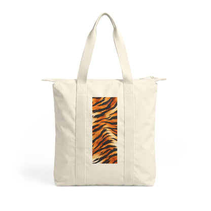 Tiger | Tiger Print Nomad Tote Bag — Zip-Top Carry-All Travel Tote (black or beige)