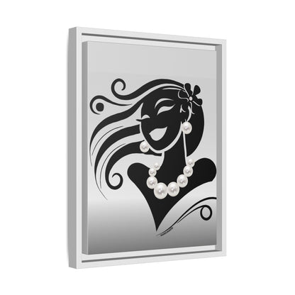 Pearls & Curls 6 | Black and White Framed Matte Canvas Wall Art (black or white frame)