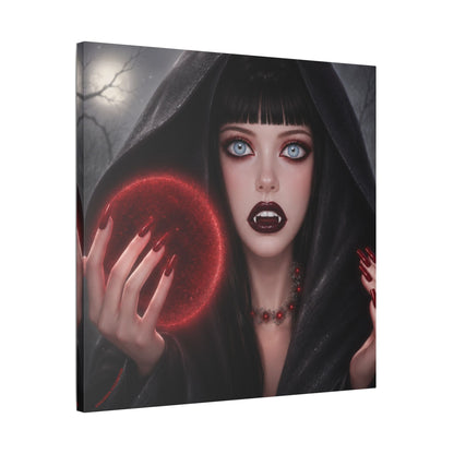 Harvest Muse 0 | Crimson Enchantress - Halloween Vampire Satin Canvas Stretched Print