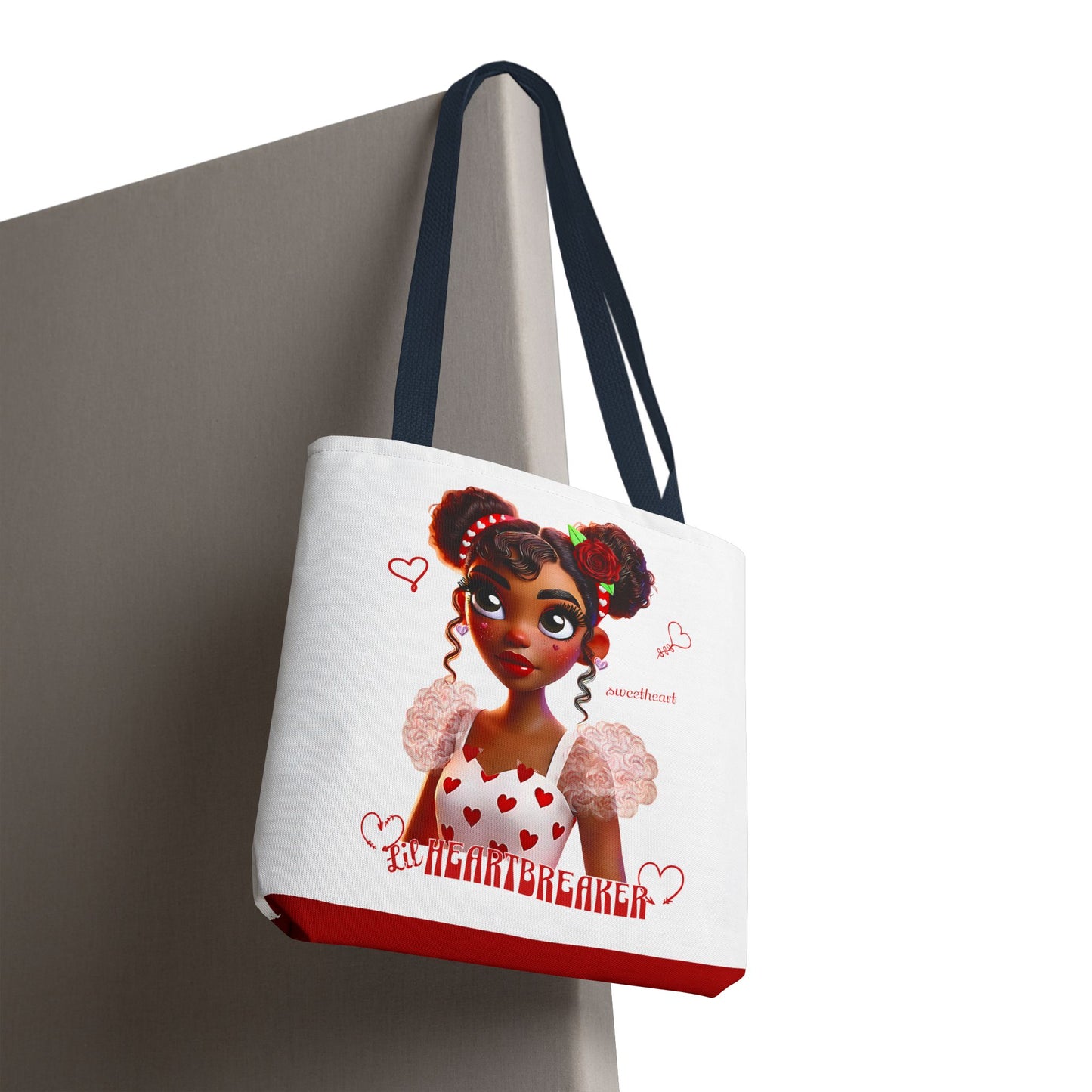 Heartbreaker Girl | Marshmallow All Over Print Two-Tone Tote Bag (multiple strap colors)
