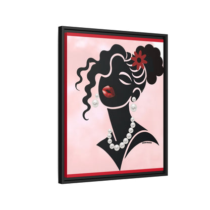 Pearls & Curls 5 | Crimson Kiss Framed Matte Canvas Wall Art (black or white frame)