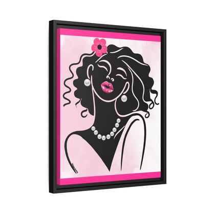 Pearls & Curls 2 | Pink Kiss Framed Matte Canvas Wall Art (black or white frame)