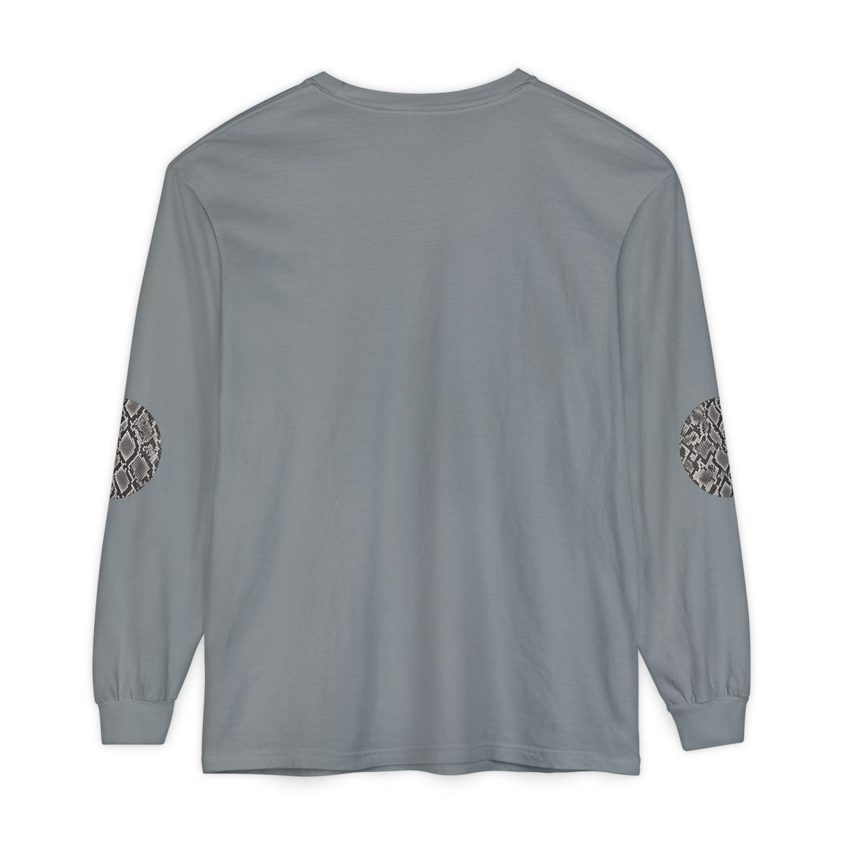 Snake | Grey Snakeskin Circle Patches Long Sleeve T-Shirt (Elbow Accents), multiple shades