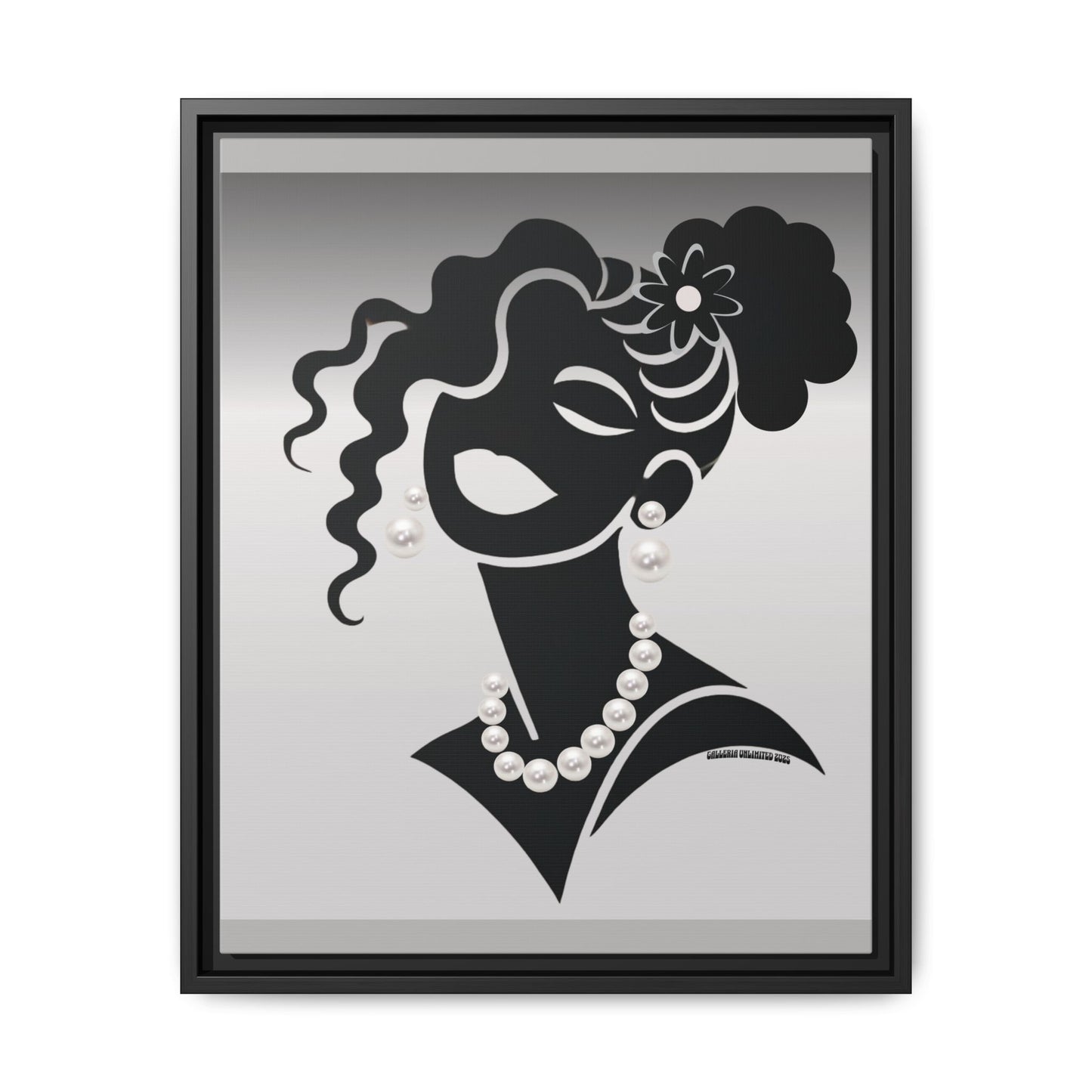 Pearls & Curls5 | Black and White - Framed Matte Canvas Art (black or white frame)