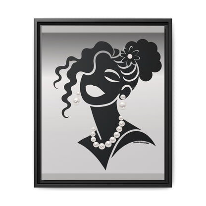 Pearls & Curls5 | Black and White - Framed Matte Canvas Art (black or white frame)
