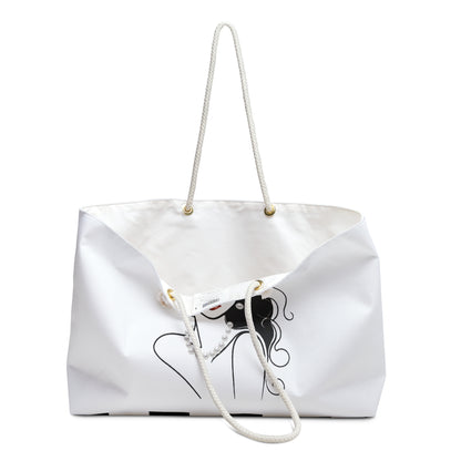 Pearls & Curls 3 | White Double-Sided Weekender Bag