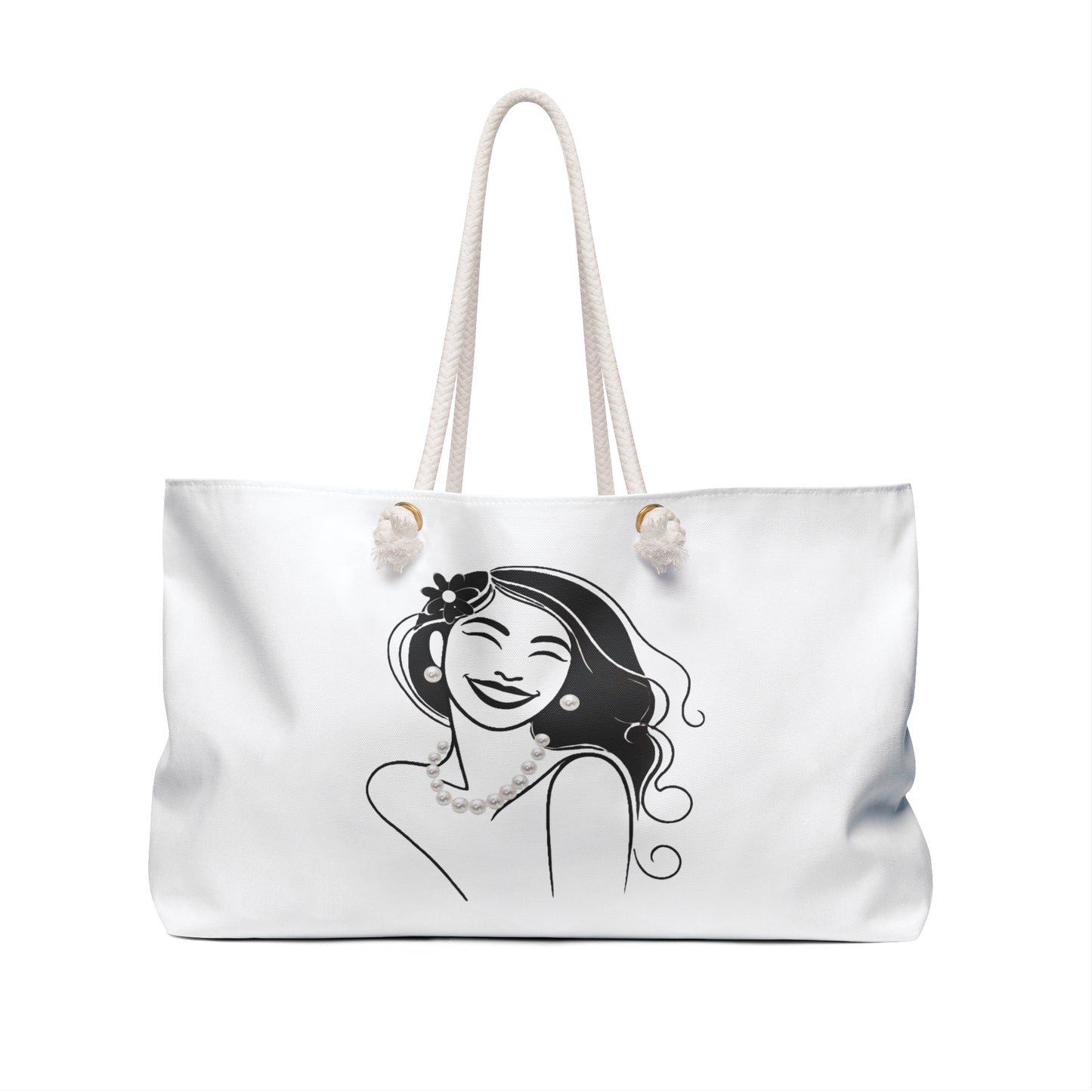 Pearls & Curls 3 | White Double-Sided Weekender Bag