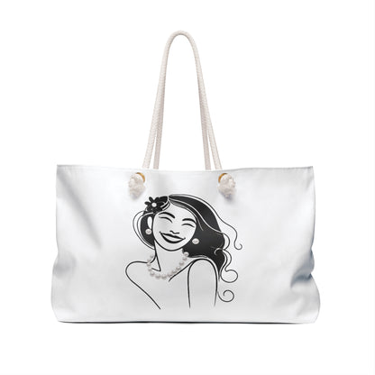 Pearls & Curls 3 | White Double-Sided Weekender Bag
