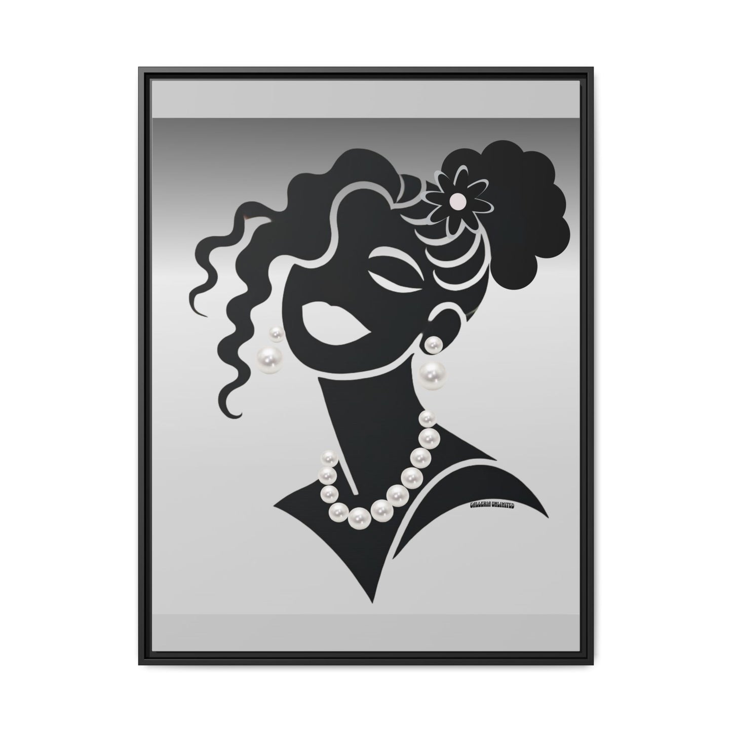Pearls & Curls 2 | Black and White Framed Matte Canvas Wall Art (black or white frame)
