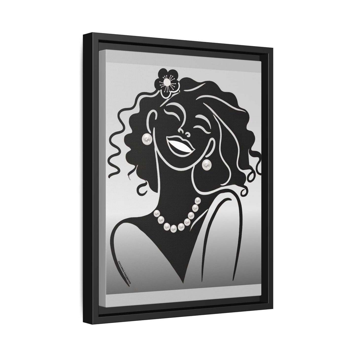 Pearls & Curls 2 | Black and White Framed Matte Canvas Wall Art (black or white frame)