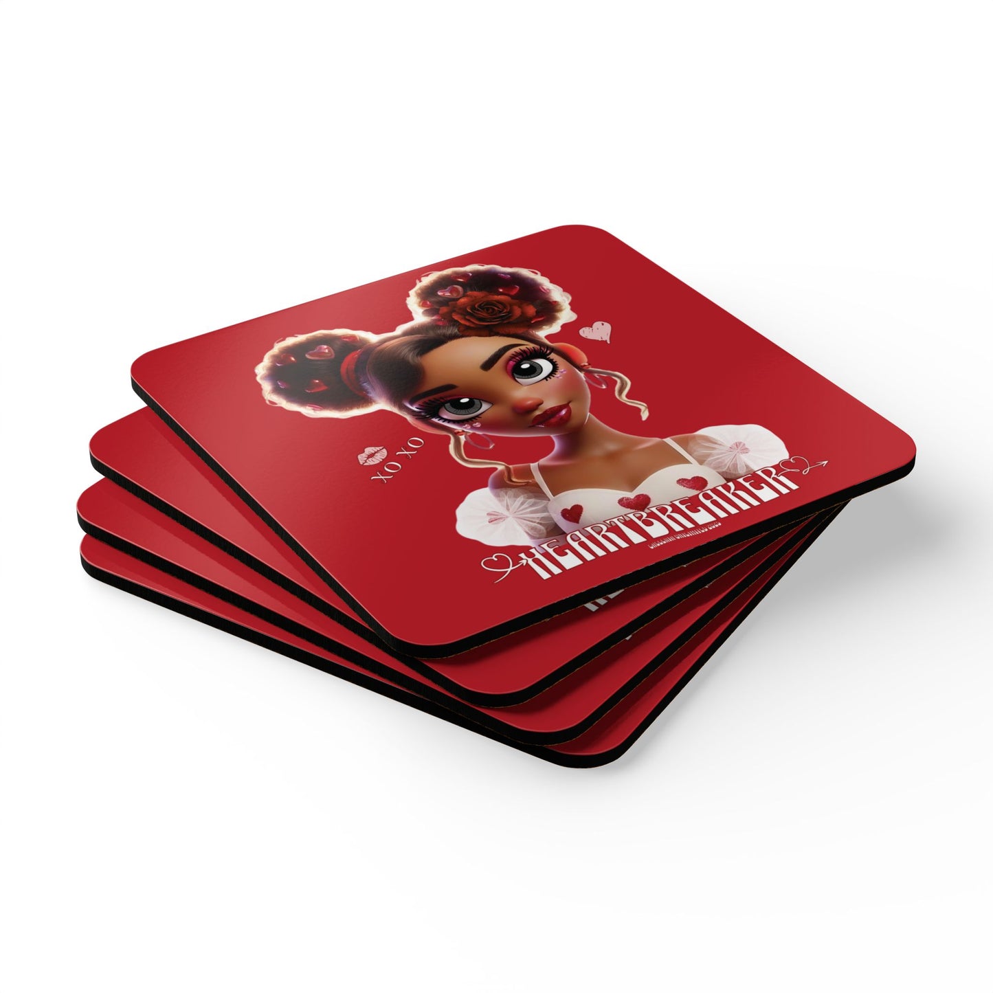 Heartbreaker 3 | Cherry - Corkwood Coaster Set