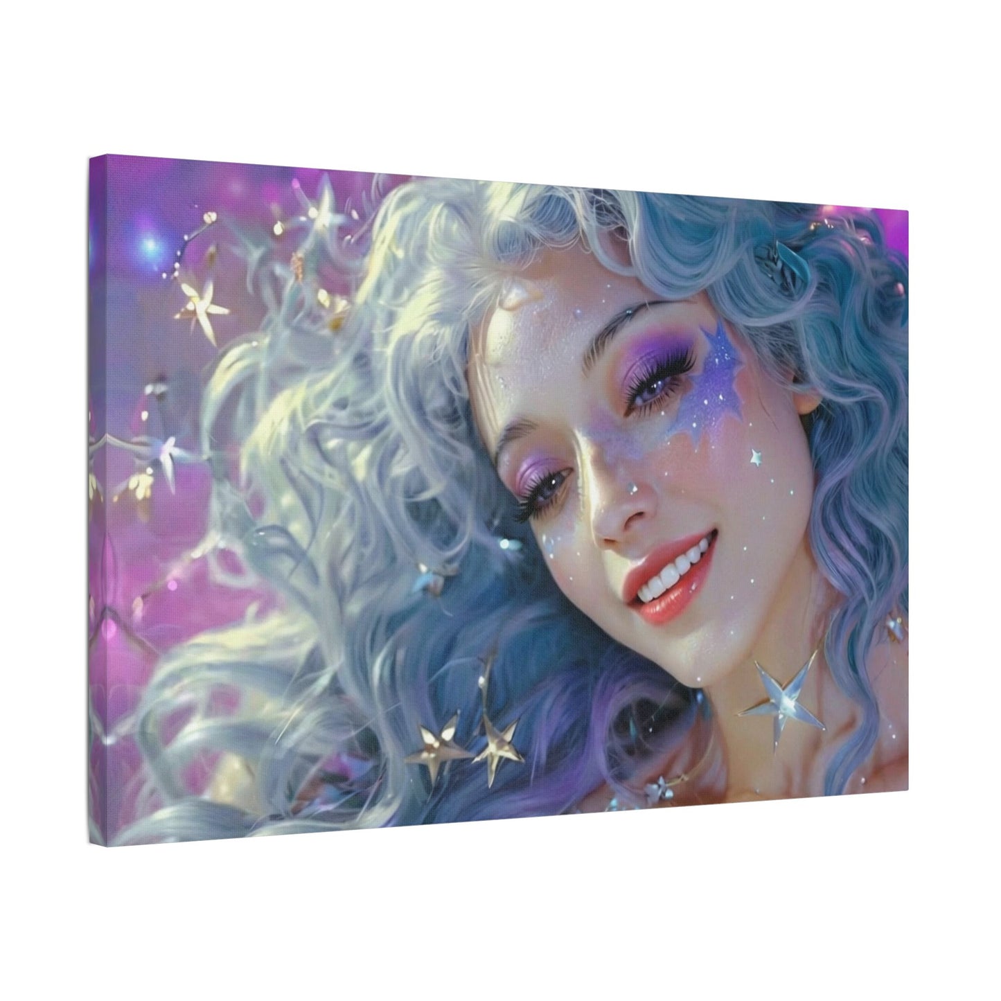 Winter Fantasy 6 | Celestial Maiden Starlight Satin Stretched Canvas Print