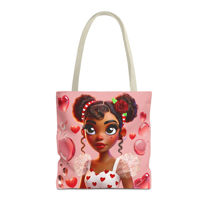Heartbreaker Girl | Bubble Gum All -Over-Print Two-Tone Tote Bag (multiple strap colors)
