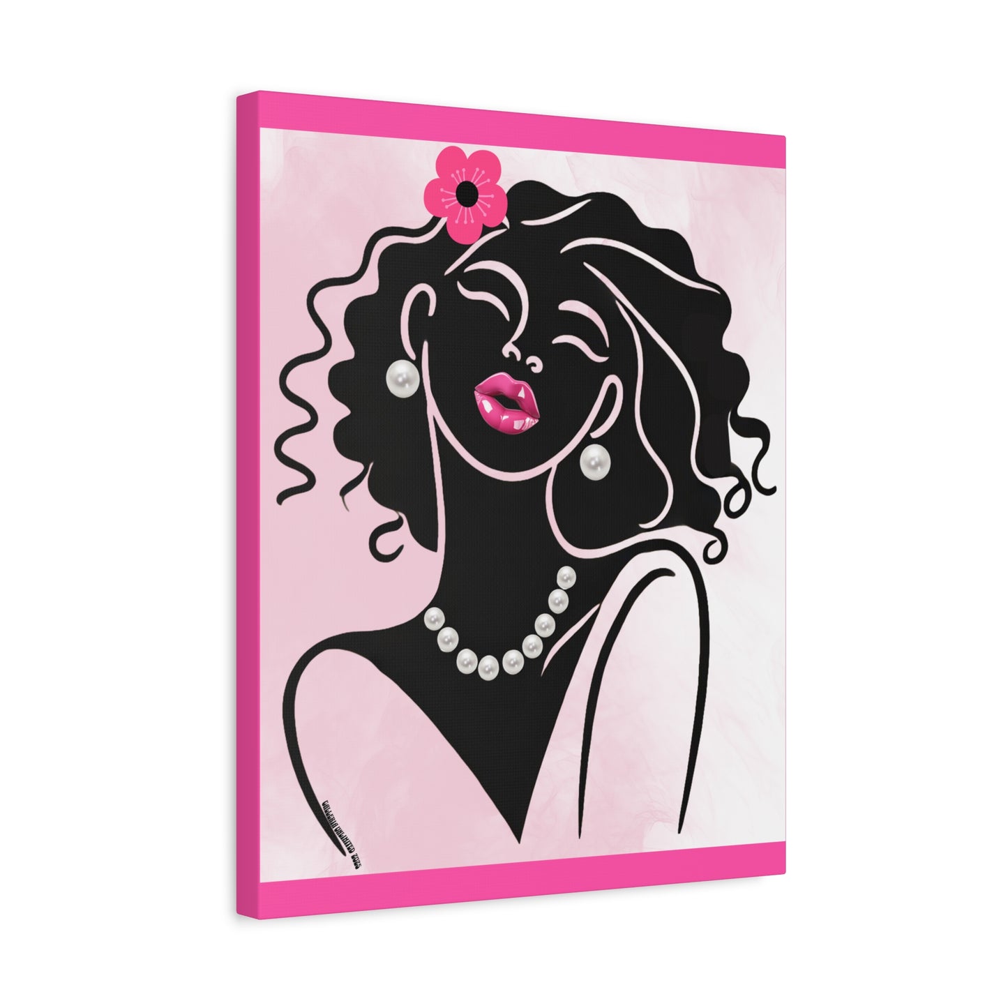 Pearls & Curls2 | Pink Pout Matte Canvas Print