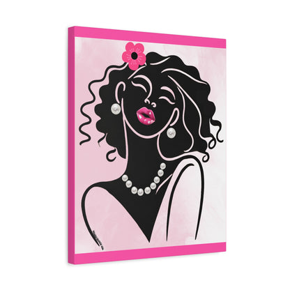 Pearls & Curls2 | Pink Pout Matte Canvas Print